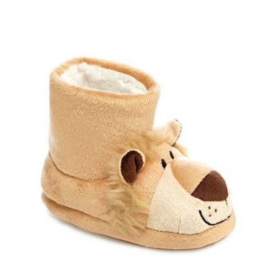 bluezoo Boys' brown lion slipper boots